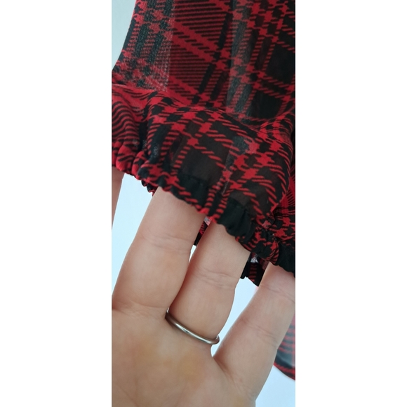 Chaps Sheer Plaid Top - Picture 5 of 7